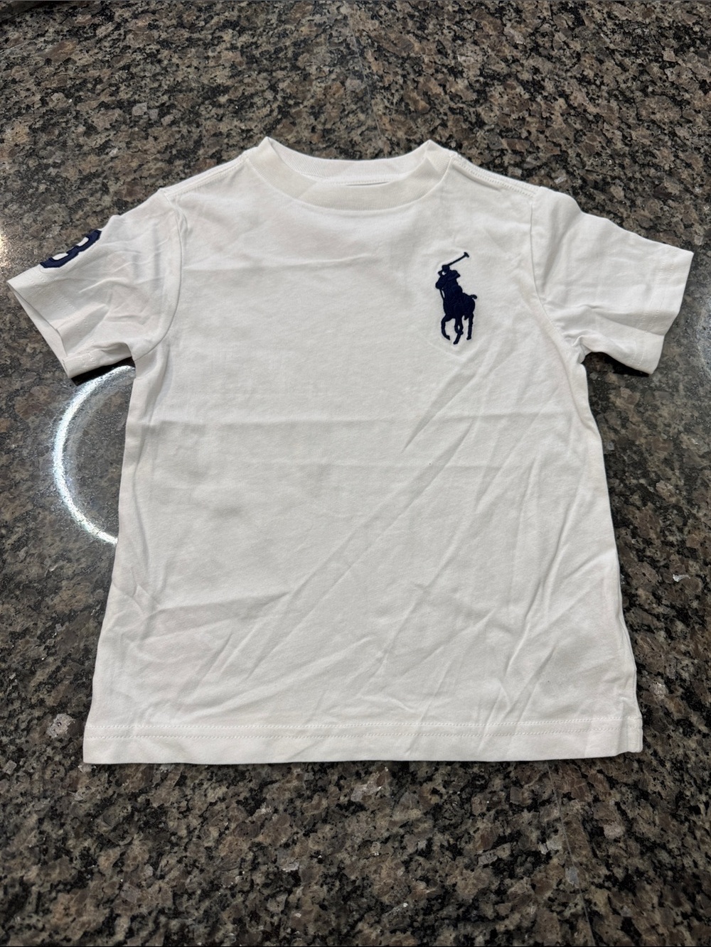 Ralph Lauren White Tee with Navy Polo Player Logo NEW 3T